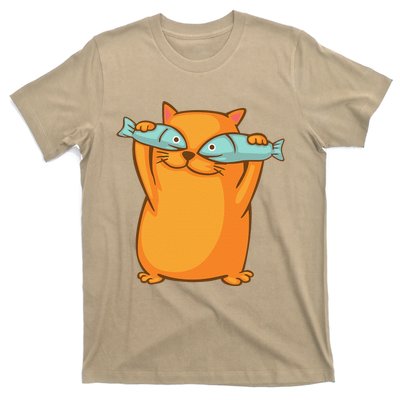 Cute And Funny Ginger Cat Has Fish Eyes Kitty Kitten Joke T-Shirt