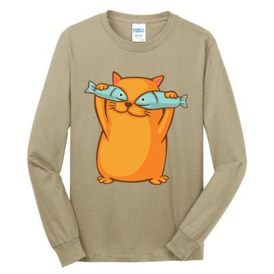 Cute And Funny Ginger Cat Has Fish Eyes Kitty Kitten Joke Tall Long Sleeve T-Shirt