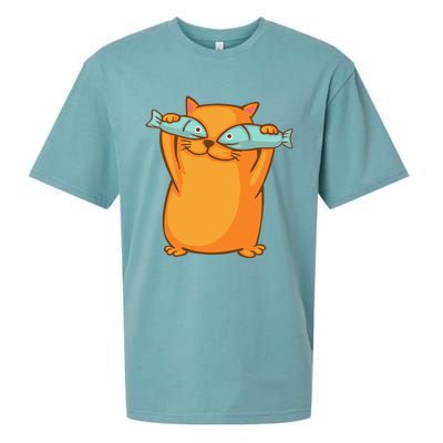 Cute And Funny Ginger Cat Has Fish Eyes Kitty Kitten Joke Sueded Cloud Jersey T-Shirt