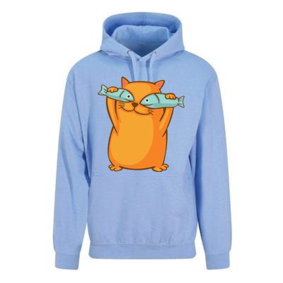 Cute And Funny Ginger Cat Has Fish Eyes Kitty Kitten Joke Unisex Surf Hoodie