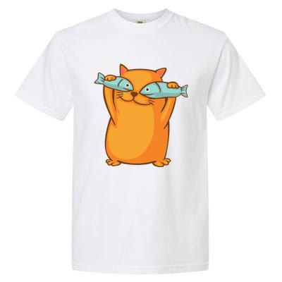 Cute And Funny Ginger Cat Has Fish Eyes Kitty Kitten Joke Garment-Dyed Heavyweight T-Shirt