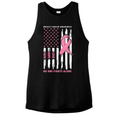 Cool American Flag Breast Cancer Awareness Ladies PosiCharge Tri-Blend Wicking Tank