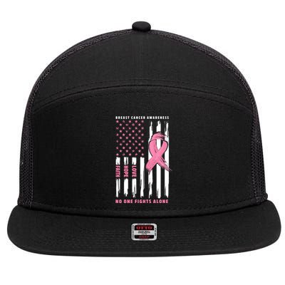 Cool American Flag Breast Cancer Awareness 7 Panel Mesh Trucker Snapback Hat