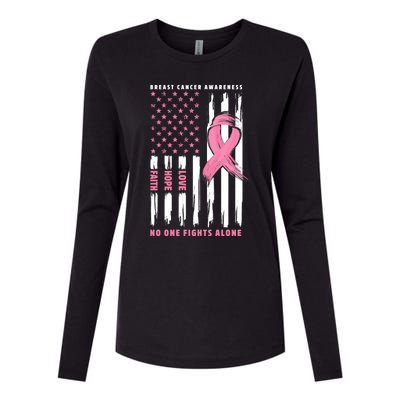 Cool American Flag Breast Cancer Awareness Womens Cotton Relaxed Long Sleeve T-Shirt