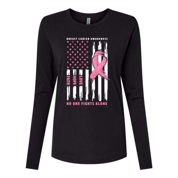 Cool American Flag Breast Cancer Awareness Womens Cotton Relaxed Long Sleeve T-Shirt