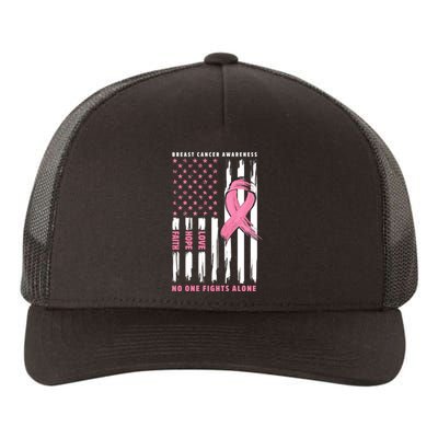 Cool American Flag Breast Cancer Awareness Yupoong Adult 5-Panel Trucker Hat