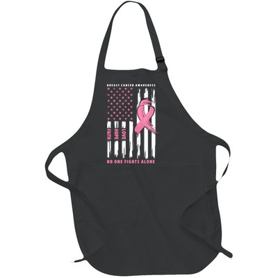 Cool American Flag Breast Cancer Awareness Full-Length Apron With Pockets