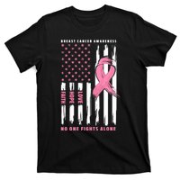 Cool American Flag Breast Cancer Awareness T-Shirt