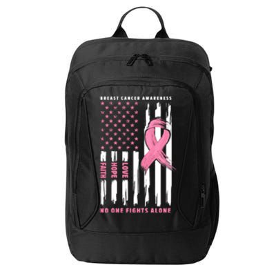 Cool American Flag Breast Cancer Awareness City Backpack