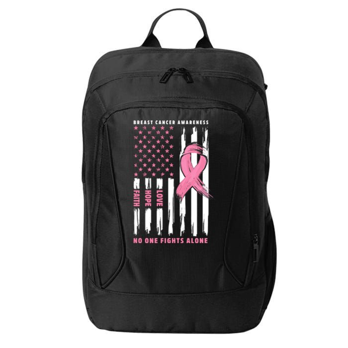 Cool American Flag Breast Cancer Awareness City Backpack