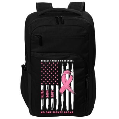 Cool American Flag Breast Cancer Awareness Impact Tech Backpack