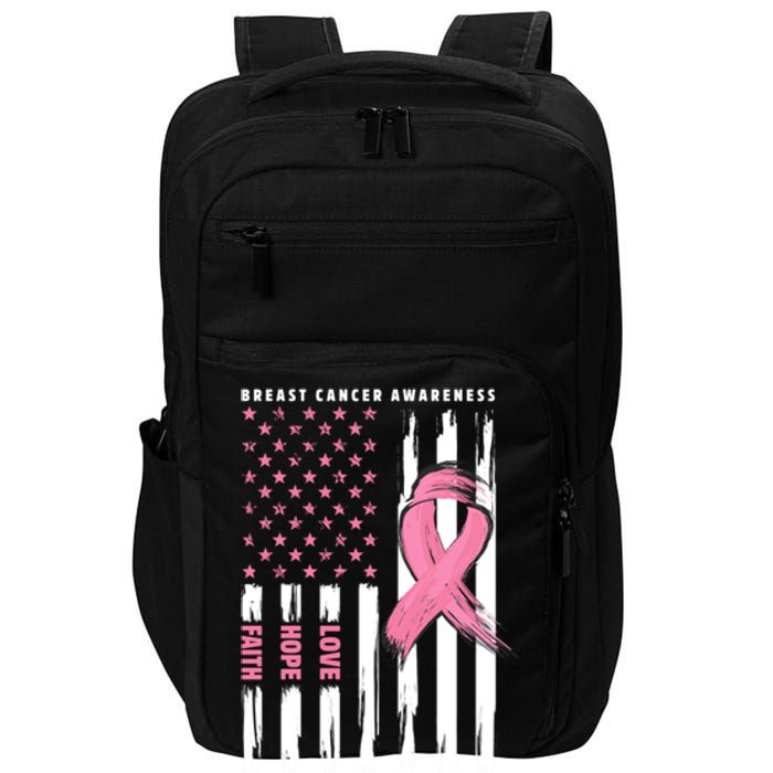 Cool American Flag Breast Cancer Awareness Impact Tech Backpack