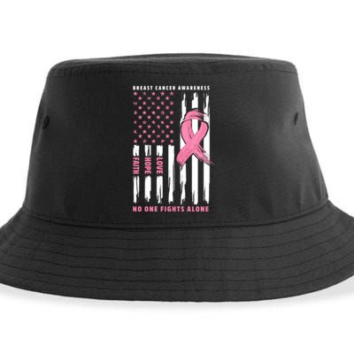 Cool American Flag Breast Cancer Awareness Sustainable Bucket Hat