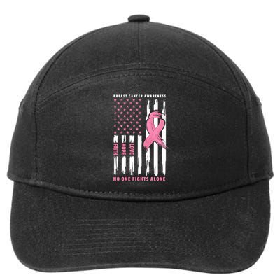 Cool American Flag Breast Cancer Awareness 7-Panel Snapback Hat