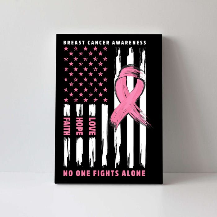 Cool American Flag Breast Cancer Awareness Canvas