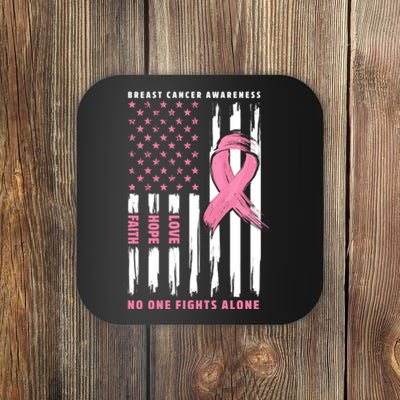 Cool American Flag Breast Cancer Awareness Coaster