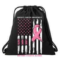 Cool American Flag Breast Cancer Awareness Drawstring Bag