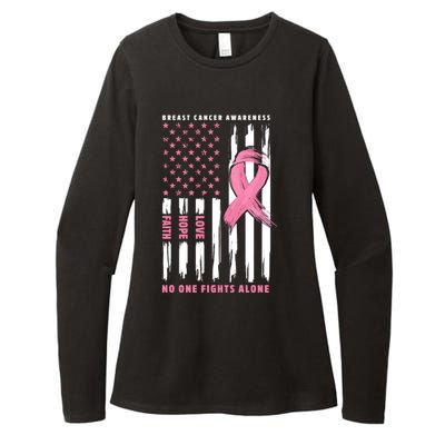 Cool American Flag Breast Cancer Awareness Womens CVC Long Sleeve Shirt