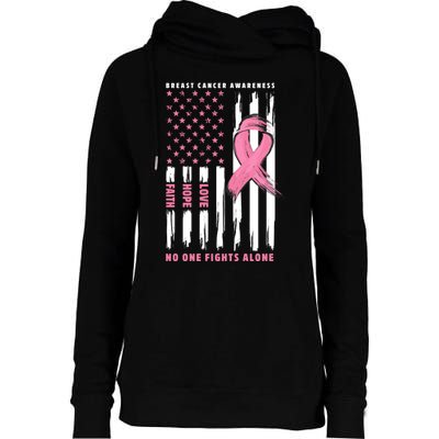 Cool American Flag Breast Cancer Awareness Womens Funnel Neck Pullover Hood