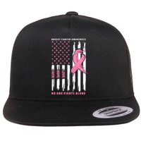 Cool American Flag Breast Cancer Awareness Flat Bill Trucker Hat