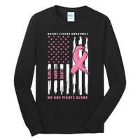 Cool American Flag Breast Cancer Awareness Tall Long Sleeve T-Shirt