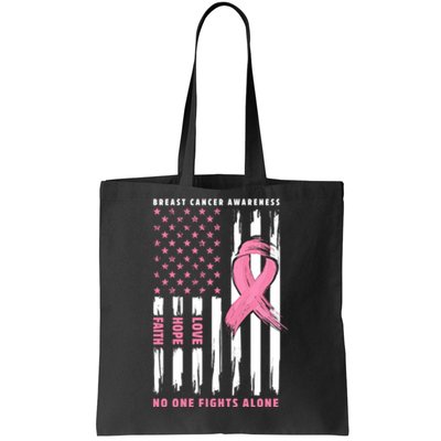 Cool American Flag Breast Cancer Awareness Tote Bag