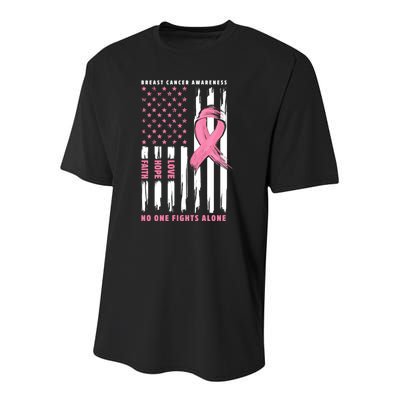 Cool American Flag Breast Cancer Awareness Youth Performance Sprint T-Shirt