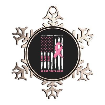 Cool American Flag Breast Cancer Awareness Metallic Star Ornament