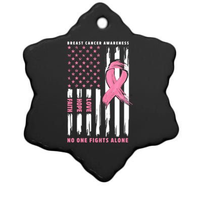 Cool American Flag Breast Cancer Awareness Ceramic Star Ornament