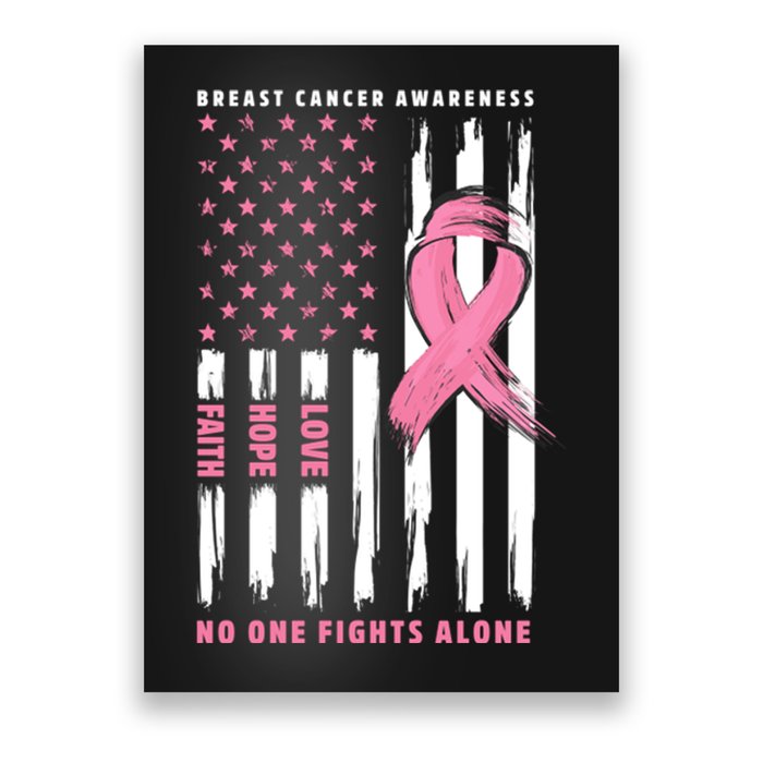 Cool American Flag Breast Cancer Awareness Poster