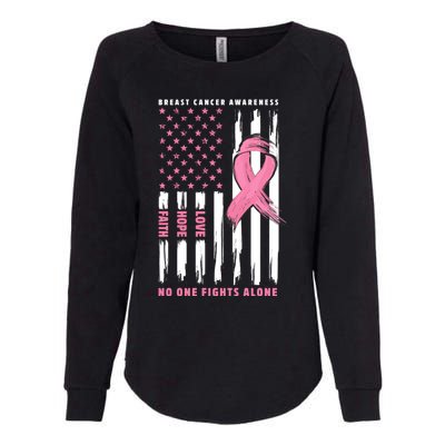 Cool American Flag Breast Cancer Awareness Womens California Wash Sweatshirt