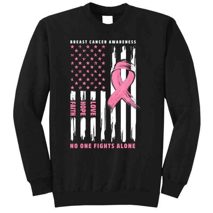 Cool American Flag Breast Cancer Awareness Tall Sweatshirt