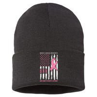 Cool American Flag Breast Cancer Awareness Sustainable Knit Beanie