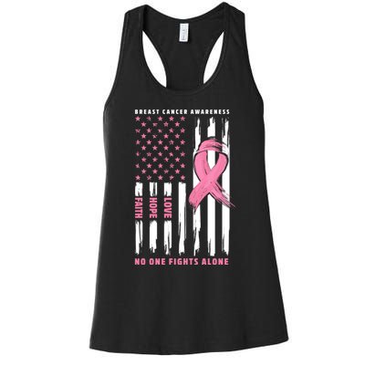 Cool American Flag Breast Cancer Awareness Women's Racerback Tank