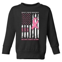 Cool American Flag Breast Cancer Awareness Toddler Sweatshirt