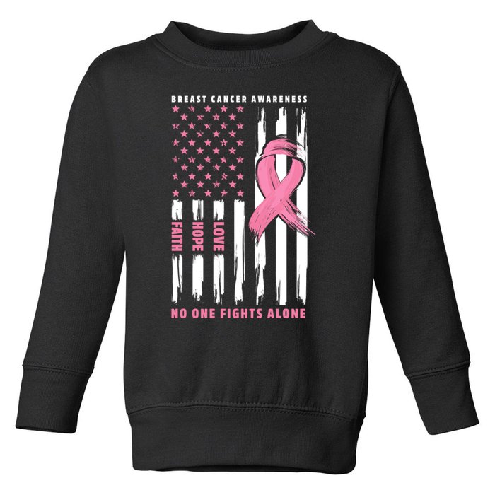 Cool American Flag Breast Cancer Awareness Toddler Sweatshirt