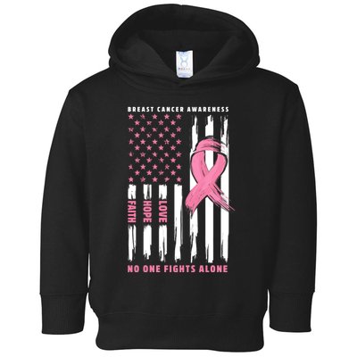 Cool American Flag Breast Cancer Awareness Toddler Hoodie