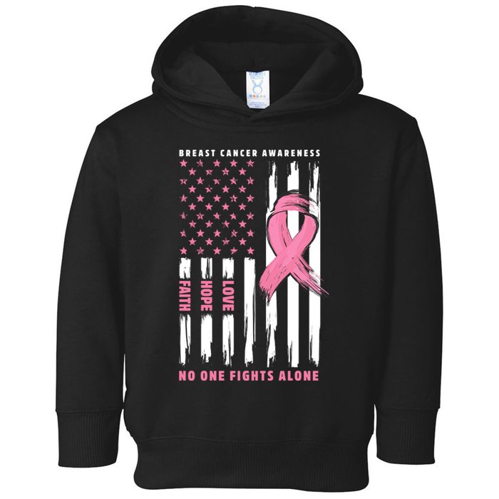 Cool American Flag Breast Cancer Awareness Toddler Hoodie