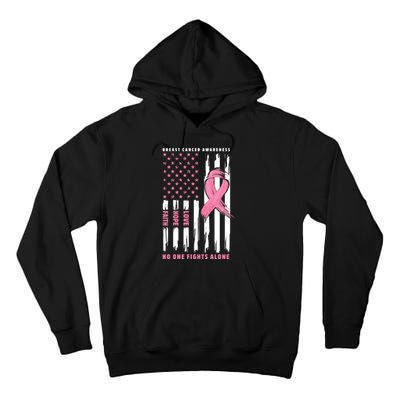 Cool American Flag Breast Cancer Awareness Tall Hoodie