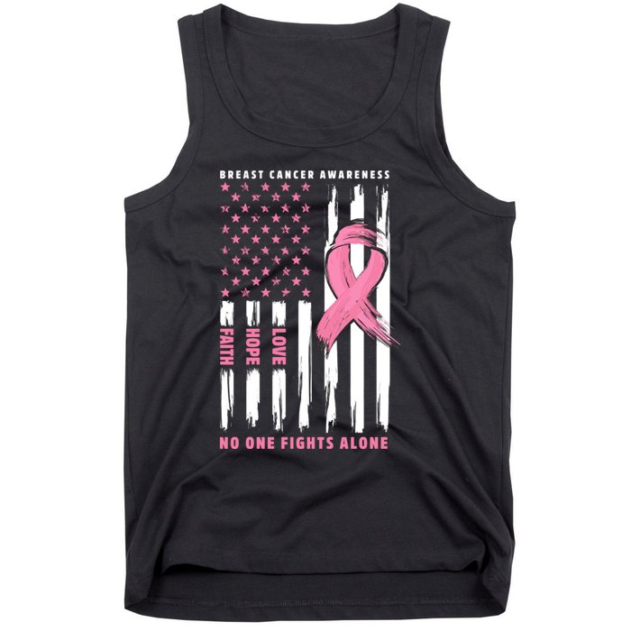 Cool American Flag Breast Cancer Awareness Tank Top