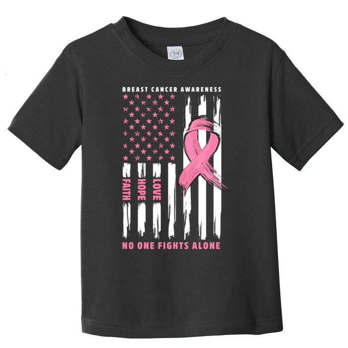 Cool American Flag Breast Cancer Awareness Toddler T-Shirt