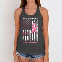 Cool American Flag Breast Cancer Awareness Women's Knotted Racerback Tank