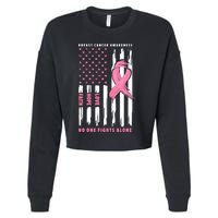 Cool American Flag Breast Cancer Awareness Cropped Pullover Crew