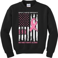 Cool American Flag Breast Cancer Awareness Kids Sweatshirt