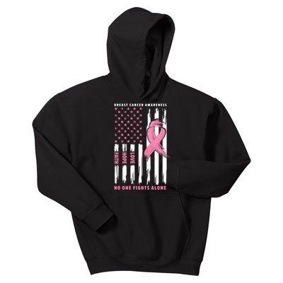 Cool American Flag Breast Cancer Awareness Kids Hoodie