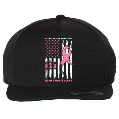 Cool American Flag Breast Cancer Awareness Wool Snapback Cap