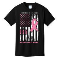 Cool American Flag Breast Cancer Awareness Kids T-Shirt