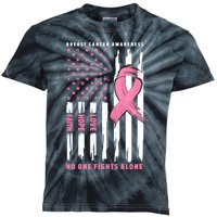 Cool American Flag Breast Cancer Awareness Kids Tie-Dye T-Shirt