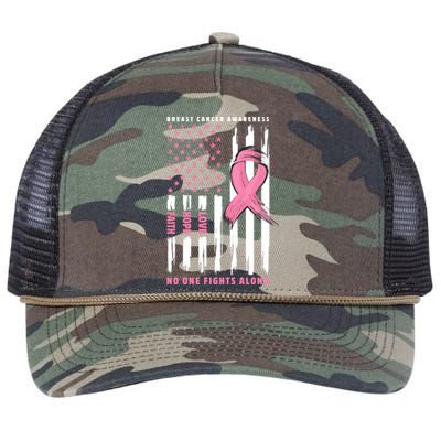 Cool American Flag Breast Cancer Awareness Retro Rope Trucker Hat Cap