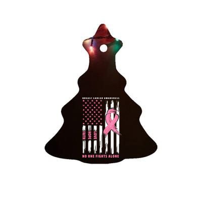 Cool American Flag Breast Cancer Awareness Ceramic Tree Ornament